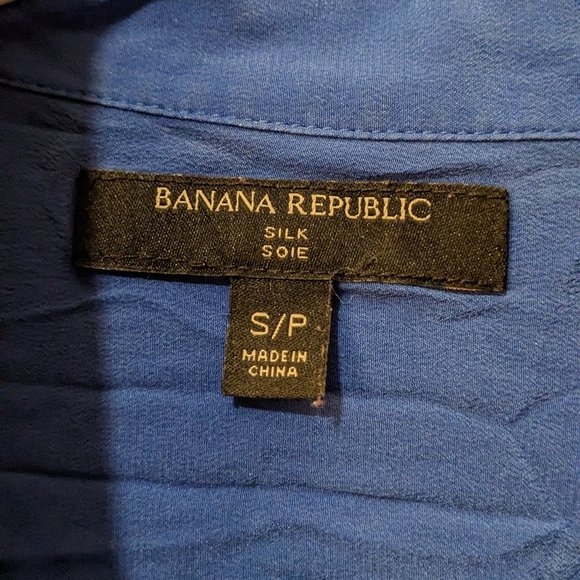 Royal blue silk button up shirt - Picture 2 of 3